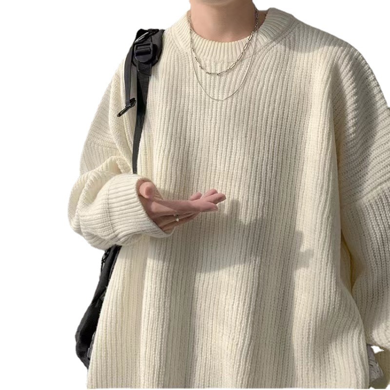 Ventas directas de fábrica suéter de los hombres estudiante Otoño e Invierno guapo suelto estilo coreano estilo Hong Kong todo fósforo suéter de moda lana gruesa