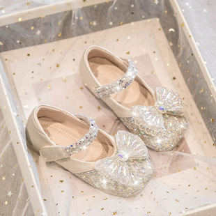 Girls Princess Shoes 2025 Spring and Autumn New Children's Shoes Soft-soled Crystal Shoes Girls Performance Shoes 3-12 Years Old
