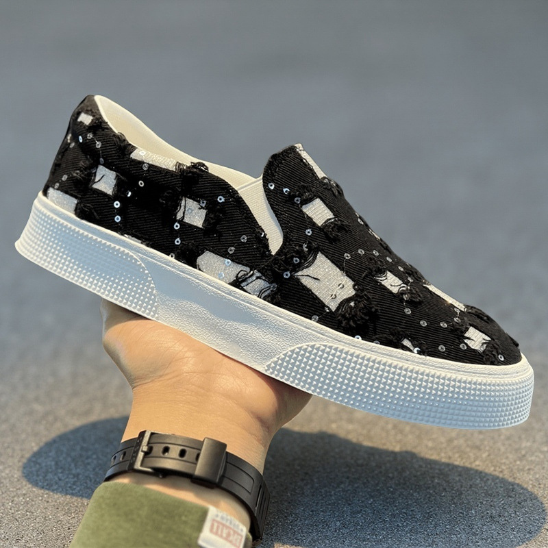 2025 Men's Shoes Summer New Casual Versatile One-Leg Canvas Shoes Men's Fashion Non-Slip Wear-Resistant Sports Shoes