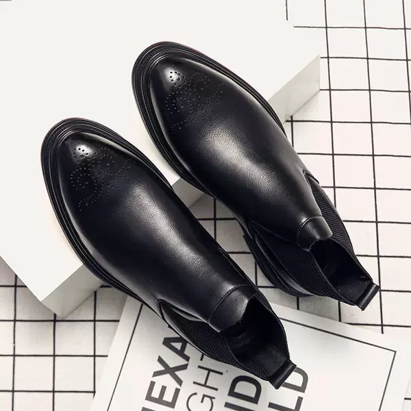 2025 Spring Leather Boots Men's Shoes New Mid-Top Leather Shoes Chelsea Boots Men's Short Boots Leather Men's Boots