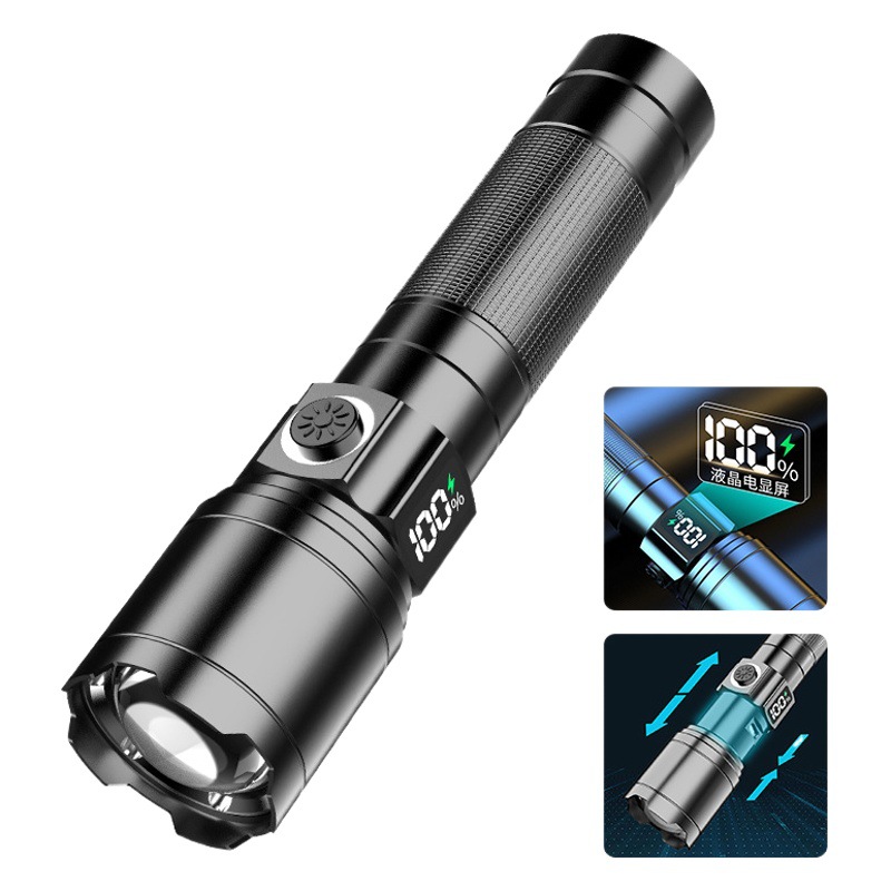 LCD digital eléctrico pantalla linterna oculta carga rápida aleación de aluminio de largo alcance láser pistola portátil linterna de iluminación al aire libre