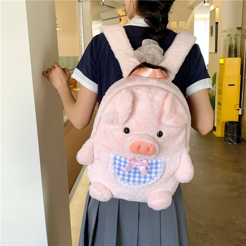 New cross-border cute pig plush toy backpack for kindergarten children, doll bag for primary school students