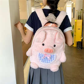 跨境新款可爱小猪毛绒玩偶书包幼儿园儿童公仔包小学生上学儿童包