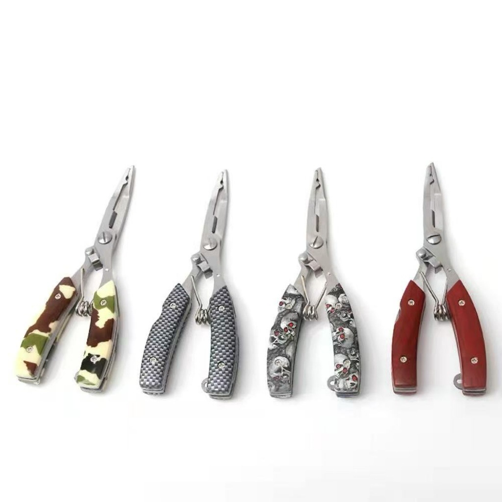 Multifunctional Fishing Scissors with Knife, Fishing Pliers, Strong Fishing Line Cutter, Hook Remover, Lure Pliers, Grid Pattern, Multi-Purpose