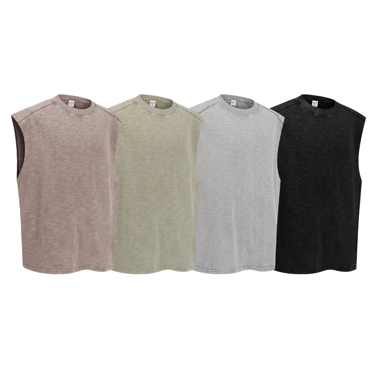 Chain tide2026 explosión de agua de lavado para hacer viejos chalecos de algodón de verano camisa casual de color sólido básico ajuste chaleco de hombre de verano