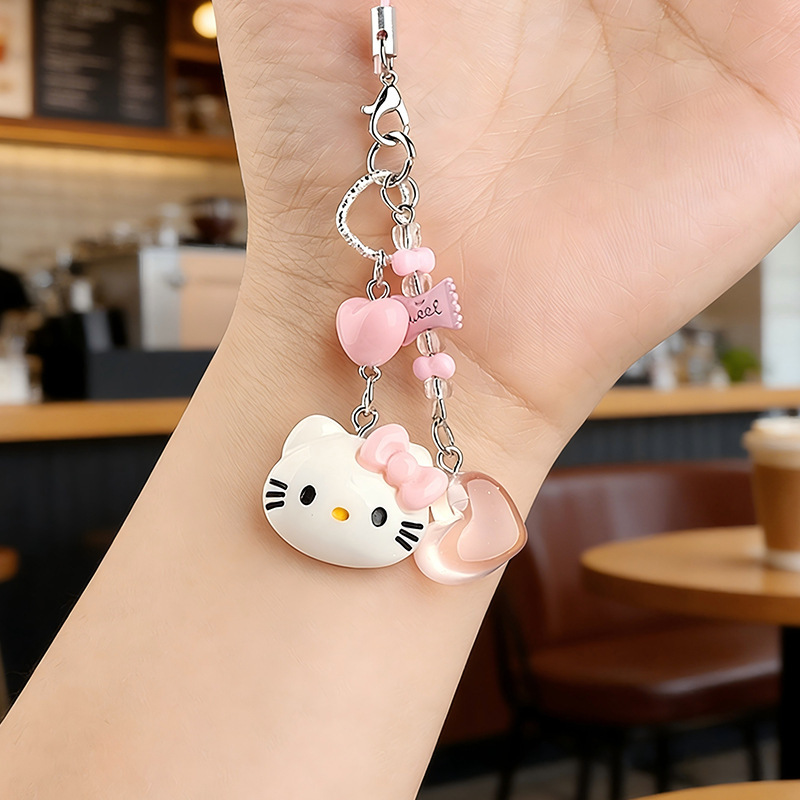 Ins-Style Coffee House Kt Cat Keychain Cute Cartoon Bag Pendant Student Best Friend Small Gift Car Decoration