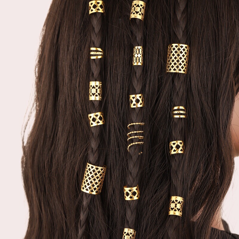 90pcs Europe and the United States TEUM SHEIN explosion DIY wig dirty braid accessories mesh hollow hair ring