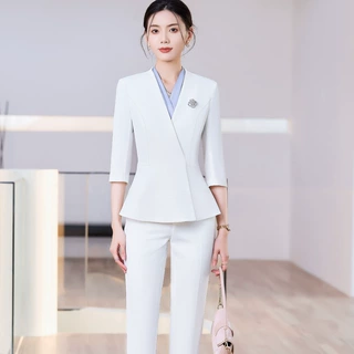 职业西装套装女春夏气质珠宝店工装美容师院前台工作服高端养生馆