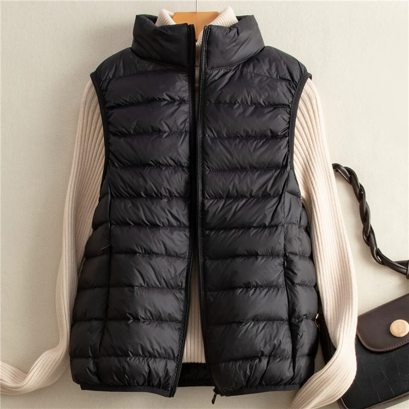 Куртка-дупп jacket? Actually need accurate translation: Down jacket, demi-season light and thin short fitted solid velvet vest, 2023, duck down