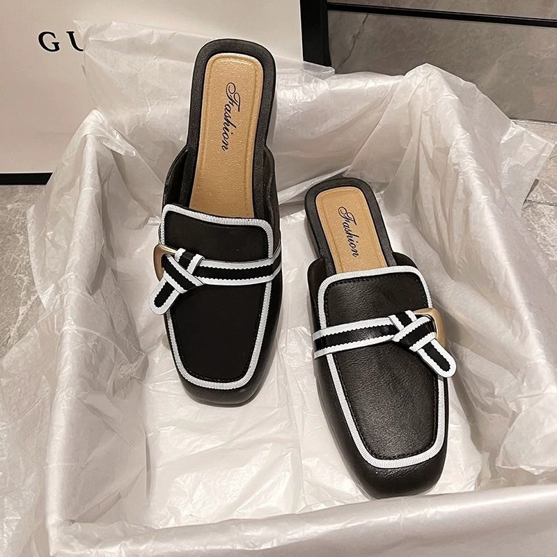 Мягкая обувь и тапочки для женской летней верхней одежды, модный новый стиль, универсальные нескользящие удобные сандалии на среднем каблуке.