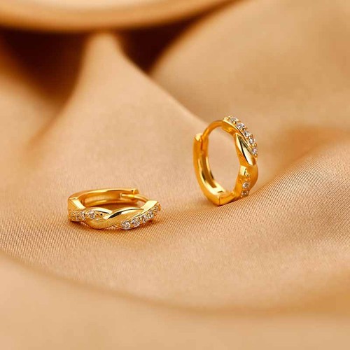  New Women's Sparkling Diamond Braid Rope Retro Lightweight Luxury Earrings Net Pop Simple Earrings Earrings