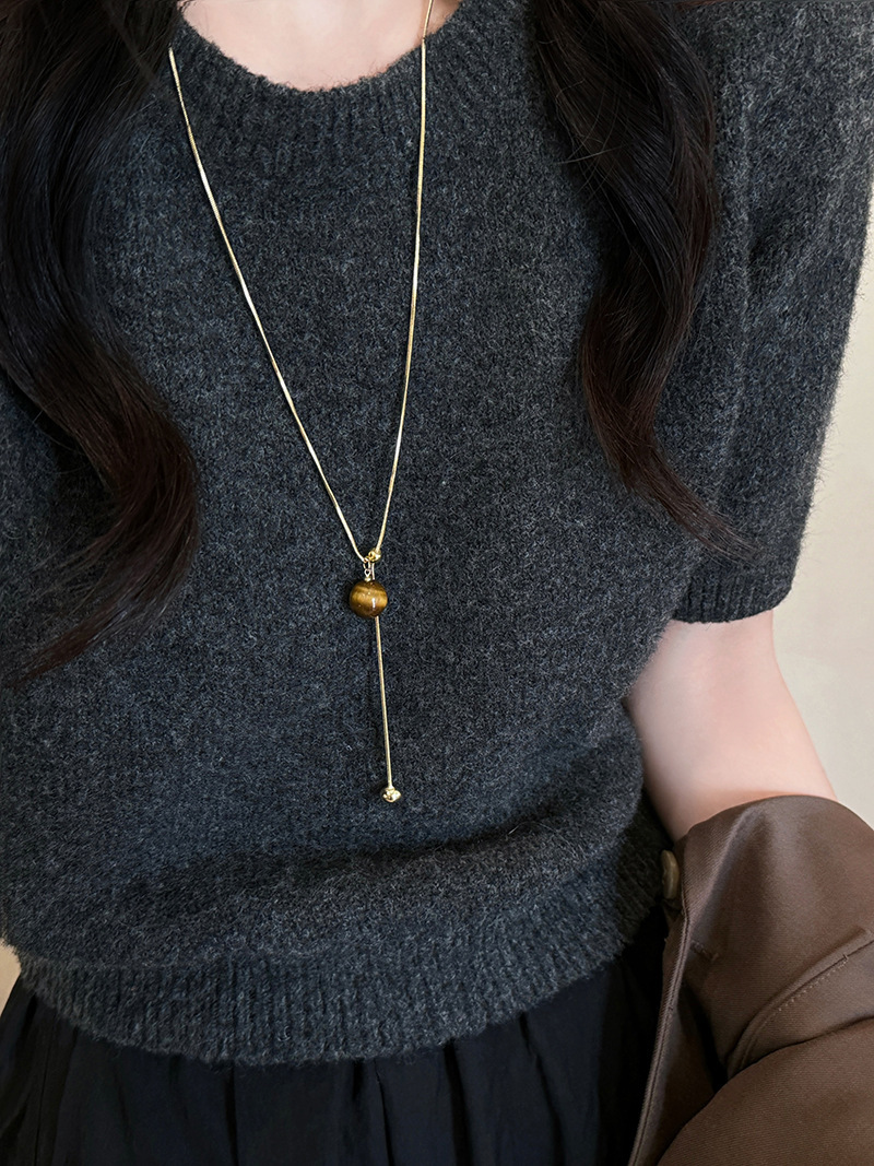 欧美跨境几何水滴高级感项链小众气质冷淡风毛衣链秋冬新款饰品女详情32
