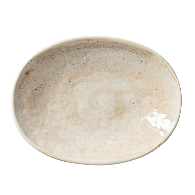 Platos pequeños exquisitos y pequeños, estilo retro, platos de bocadillos ovalados creativos, vajillas de cerámica para el hogar, platos para mojar