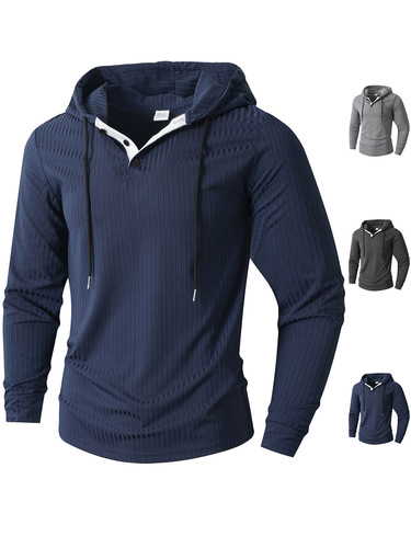 Men's Autumn/Winter Casual Sport Long Sleeve Hooded Sweatshirt with Drawstring