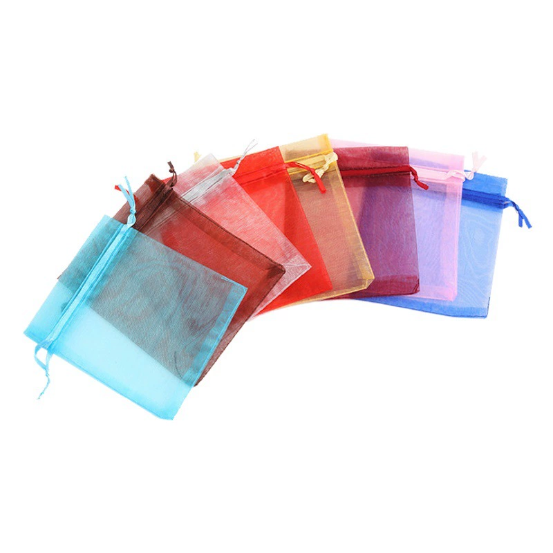 Пряжа мешок на складе Простой Прозрачный органза марлевый мешок Пояс ювелирные изделия упаковка подарок конфеты мешок оптом