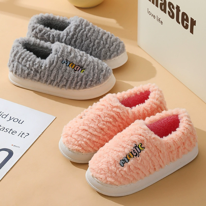 Женская Зимняя Новая Домашняя Удобная Нескользящая теплая Лунная обувь на толстой подошве для мужчин