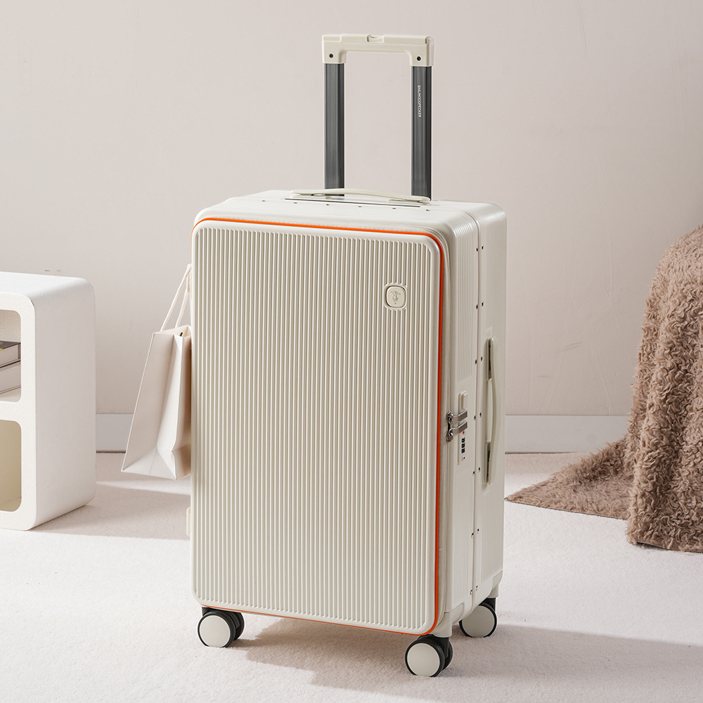 Baja de viaje con tapa abierta delantera, marco de aluminio grueso, caja de tracción, maleta de embarque, maleta con ruedas universales de gran capacidad, maleta