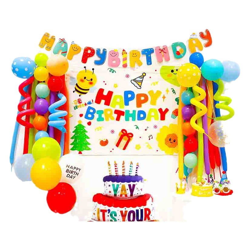 Feliz cumpleaños fiesta vestir globo decoración de escena pared de fondo 18 años de edad avanzada ambiente accesorios decorativos