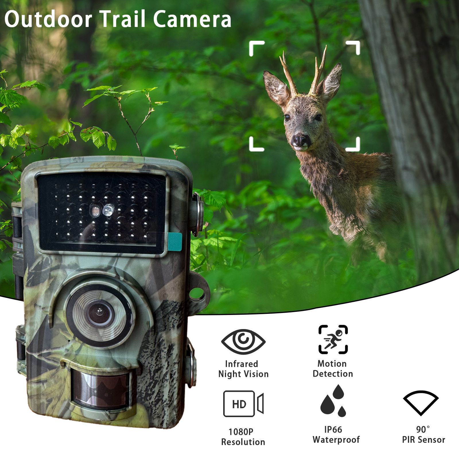 New Cross-Border Popular Factory Direct Sales Outdoor High-Definition Camera Hunting High-Definition Waterproof Camera Monitoring Infrared Heat