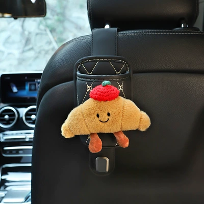 good sense, Car cup holder/beverage holder - croissant-leather-water-cup-bucket-with-hook-black