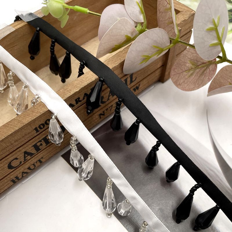 New Black and White Pearl Ribbon Lace Bead Curtain DIY Vintage Cheongsam Hanfu Pendant Tassel Bead Lace in stock