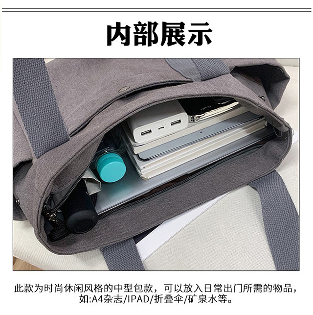 Artistic and simple canvas bag, mother's bag, middle-aged work handbag, cloth bag, large-capacity shoulder bag, women's single-shoulder bag undefined