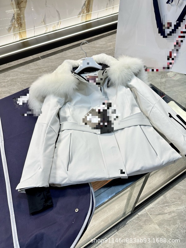 蒙口羽绒服狐狸毛领披肩白鹅绒户外滑雪服防风防水收腰羽绒服女|undefined
