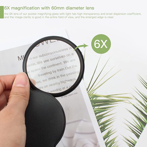 ChuGuan Leather-Foldable Artificial Leather 50mm/60mm Handheld Magnifying Glass Library Reading Gift