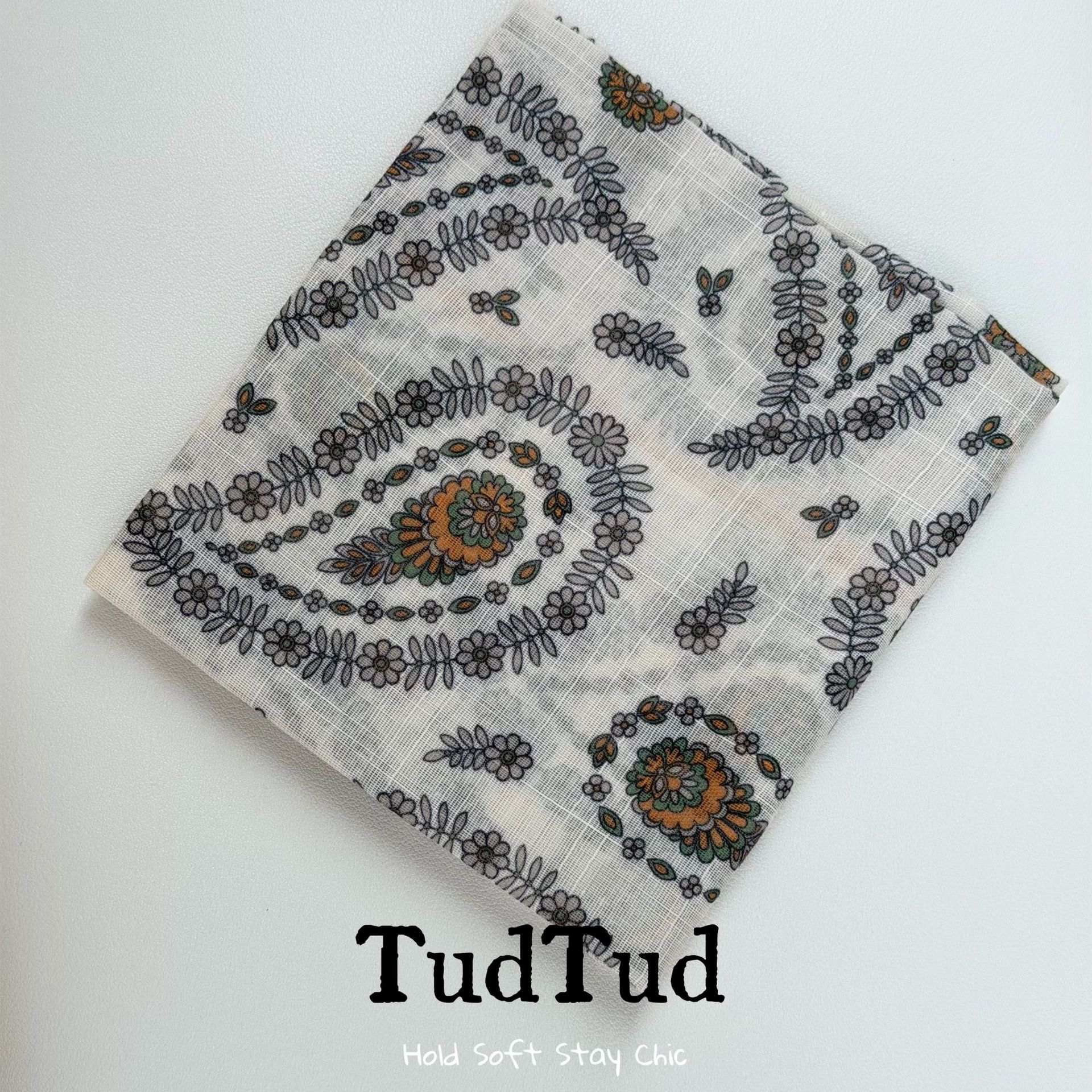 TudTud Fashion Accessory Small Square Scarf Paisley Cashew Flower Floral Headscarf Square Scarf Hair Accessory for Women New Style