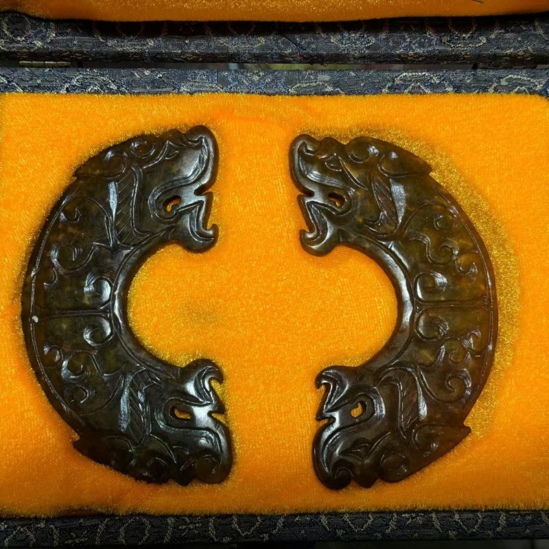 直播供货仿古做旧工艺品岫玉做旧 古风配饰 福字吉祥套盒玉牌批发|undefined
