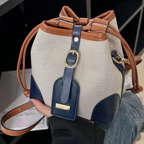 Luxury Canvas Contrast Color Crossbody Bucket Bag for Women - Summer 2024 New Trendy, Niche Design, Versatile Single Shoulder Bag