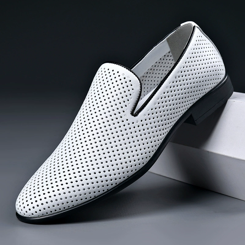 Летняя обувь, мужские дышащие классические туфли для кожи, для отдыха, натуральная кожа