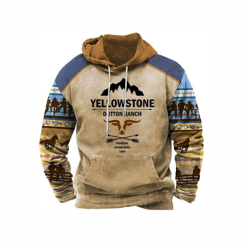 Cross-border Temu Yellowstone 3D Printed Hoodie Factory Wholesale Cross-border Temu Yellowstone 3D Printed Hoodie Factory Wholesale