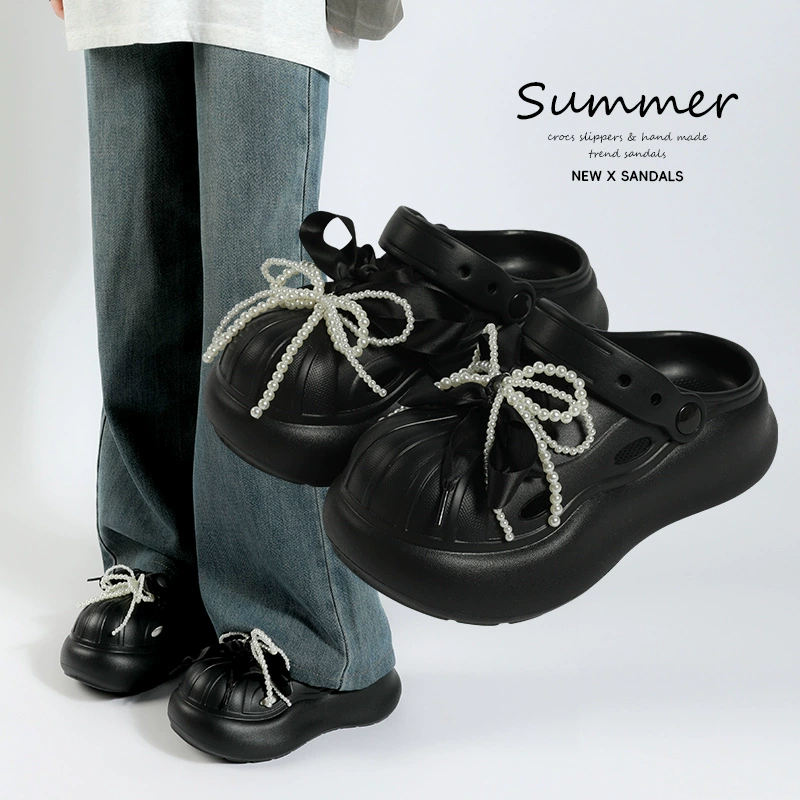 Женские туфли с дырками для девочек летом носят толстые подошвы, чтобы увеличить EVA холодные тапочки