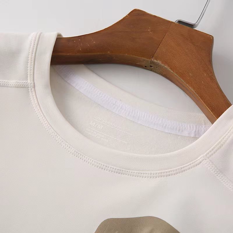 Men's Clothing Outdoor sports running casual loose solid color pullover milk silk fleece bottoming shirt long sleeve T shirt_voghion.com