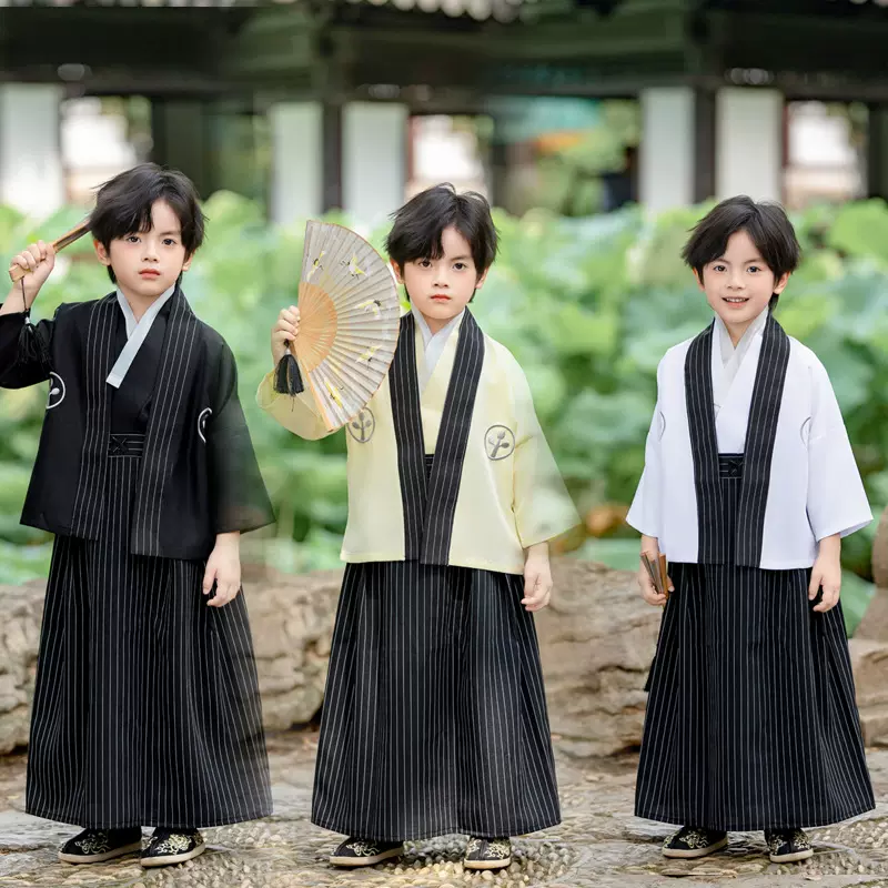 2025秋季新款儿童日式和服套装男孩上衣裤子可爱时尚演出表演服批