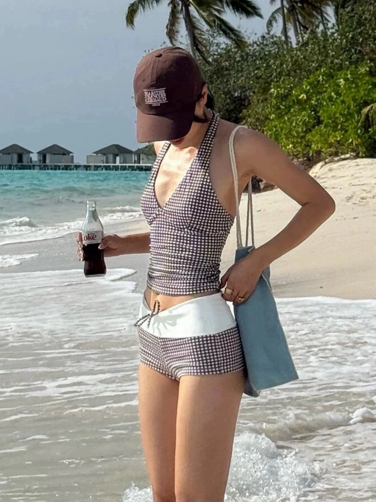 Red split long-sleeve, swimwear, sun protection, polyester