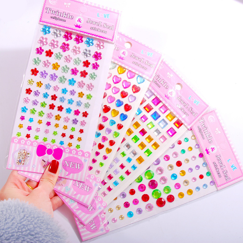 Children's Stickers Gemstone Crystal Acrylic Diamond Stickers Girls' Decorative Creative DIY Kindergarten Reward Stickers Children's Stickers Gemstone Crystal Acrylic Diamond Stickers Girls' Decorative Creative DIY Kindergarten Reward Stickers