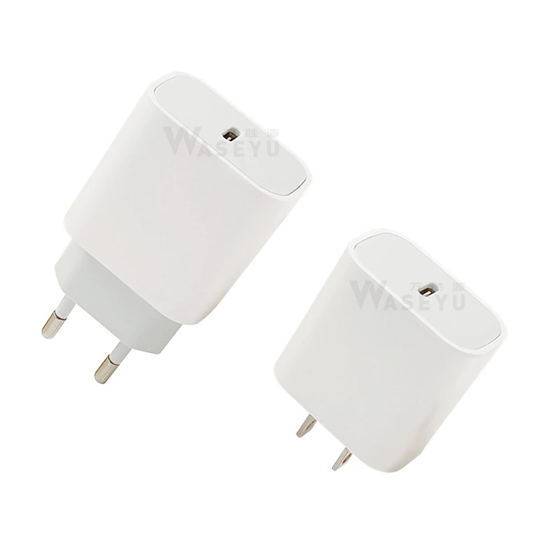 Зарядное устройство PD USB‑C мощностью 20W (WASEYU P12), евро/американская вилка, опциональные кабели PD 1–2 м или двойной-C