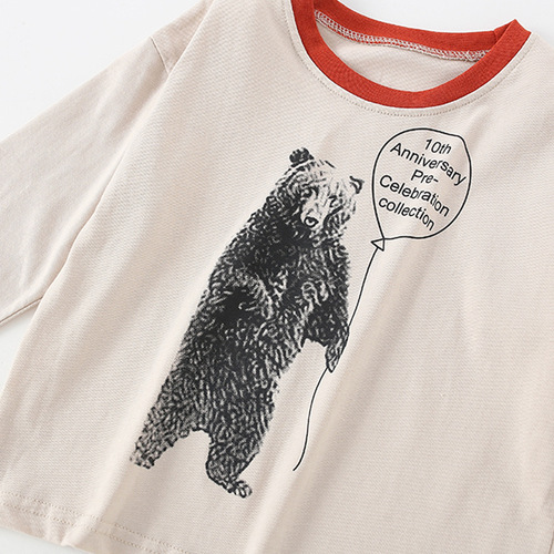 Malwee girls' clothes autumn new style European and American children's casual round neck long-sleeved children's wear T-shirt 