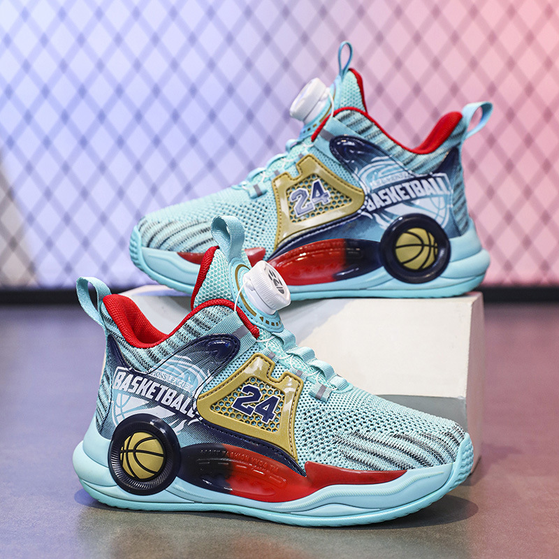 Zapatos para niños 2025 nuevas zapatillas de baloncesto para niños de primavera, zapatillas de deporte antideslizantes transpirables de malla, zapatillas de entrenamiento profesional
