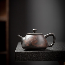 创意紫陶手工跳刀茶壶西施壶家用陶瓷坭兴陶紫砂石瓢壶功夫泡茶器