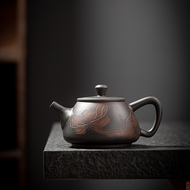 创意紫陶手工跳刀茶壶西施壶家用陶瓷坭兴陶紫砂石瓢壶功夫泡茶器