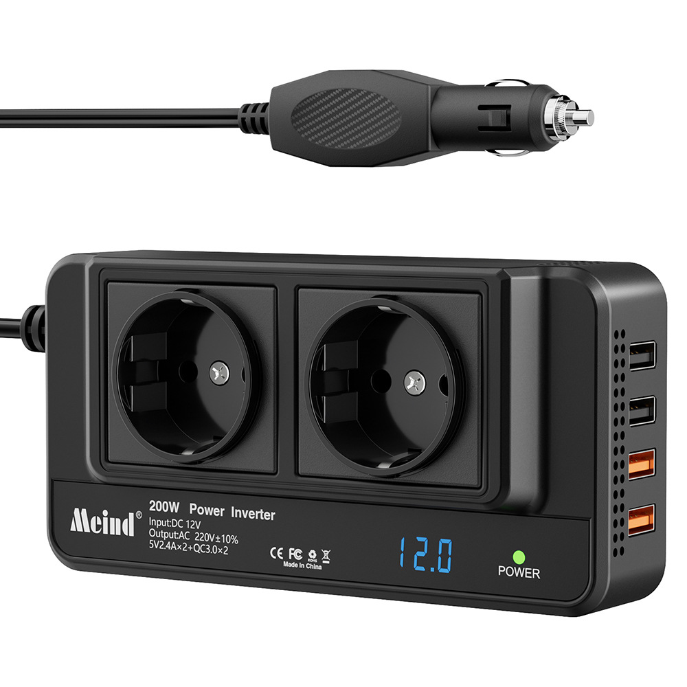 Invertor auto 200w cu încărcare rapidă qc3.0_voghion.com