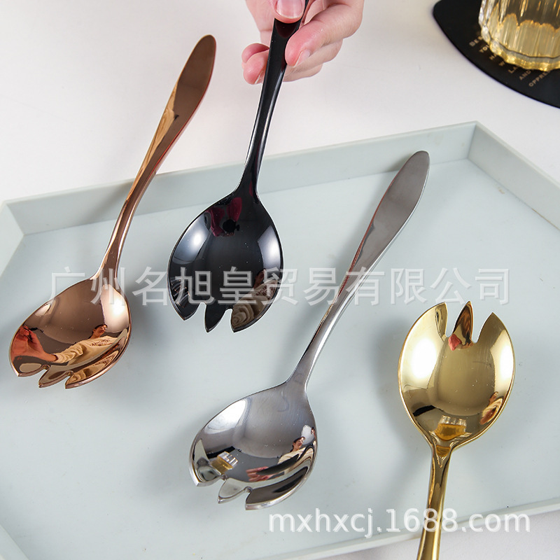 [Free shipping for two pieces] Stainless steel salad fork European style thickened silver rose gold black gold tableware