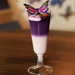 一次性香槟杯亚克力透明塑料高脚杯酒吧洋酒红酒杯香槟杯塑料杯子