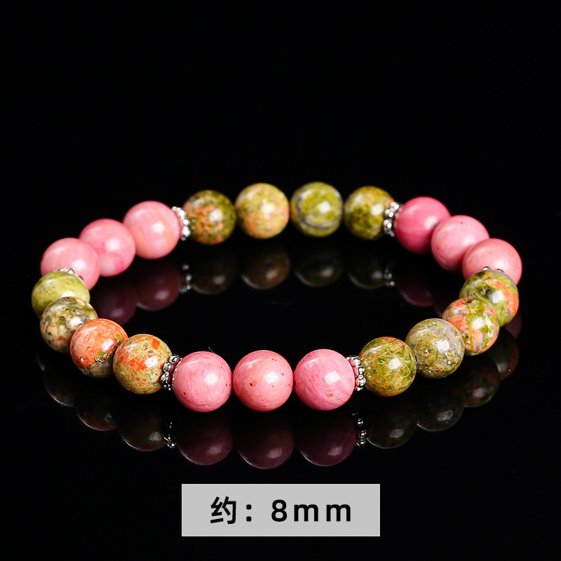 jingzhou jewelry natural rhodochrosite unakite double bracelet fashion cross-border girls round beads jewelry wholesale