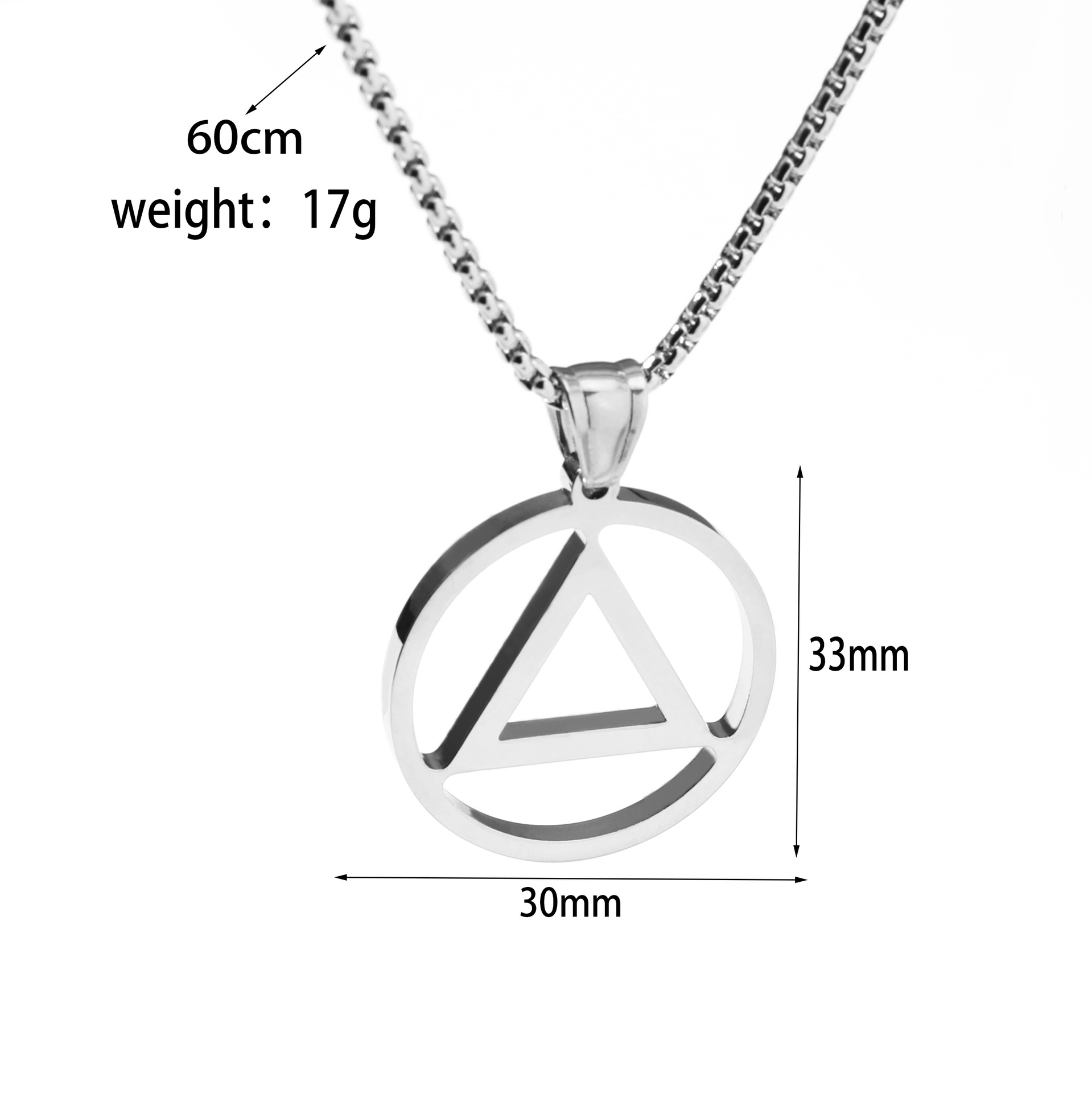 hiphop trendy iron triangle necklace titanium steel pendant jewelrypicture1