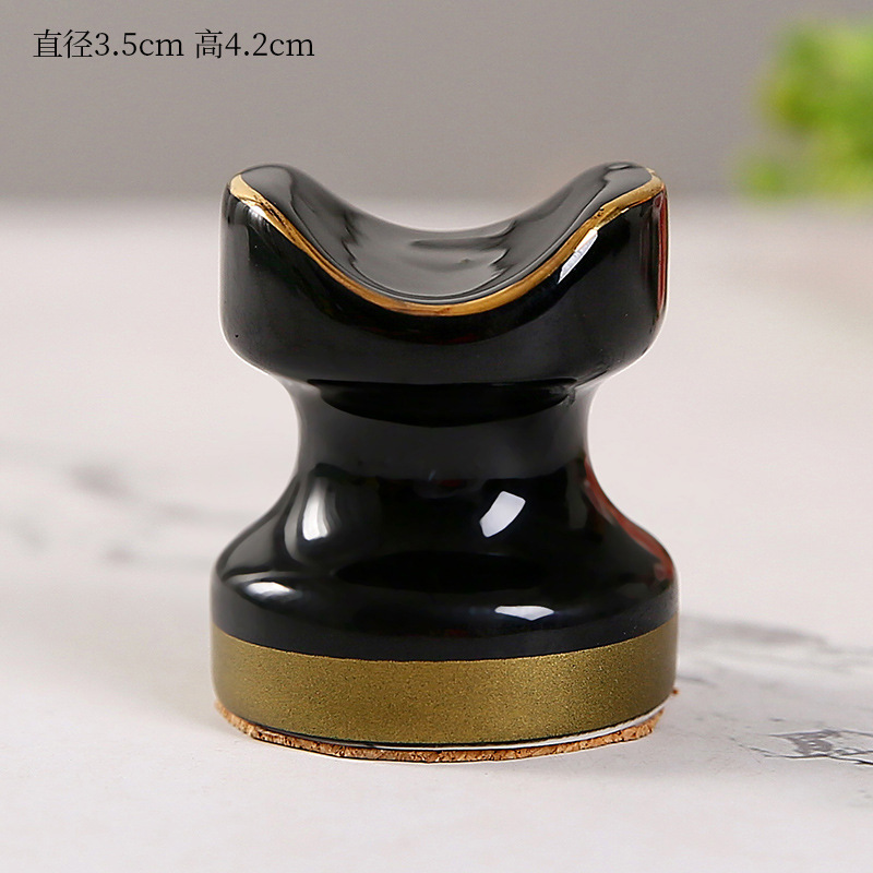 Soporte de cerámica para cigarros estilo europeo, mini portátil, decoración dorada