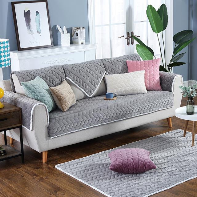 Venta caliente transfronteriza simple moderna sala de estar sofá cojín Comercio exterior antideslizante felpa sofá cubierta toalla cubierta al por mayor